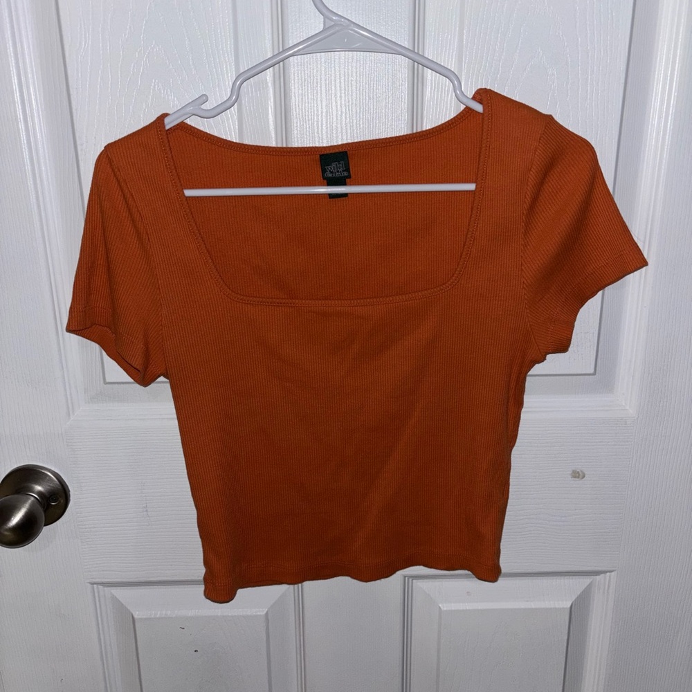 Wild Fable Orange Square Neck Short Sleeve Top